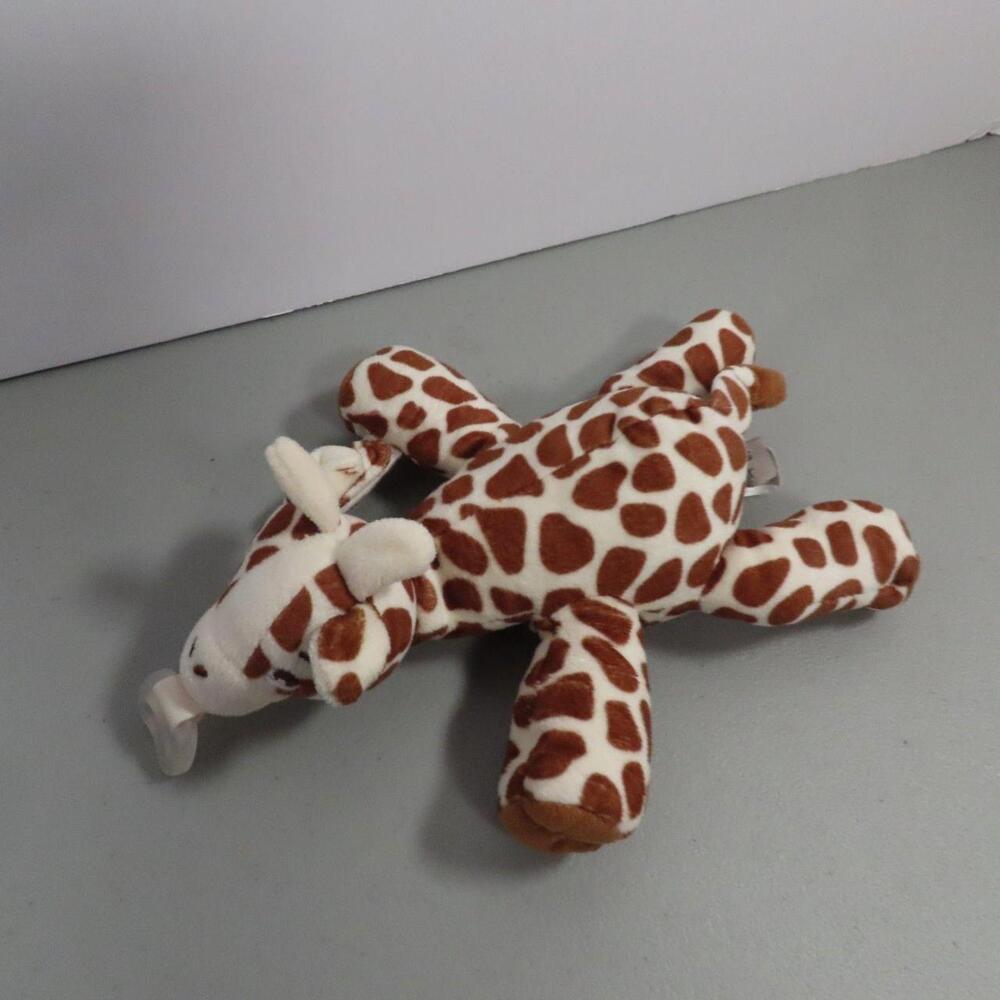 The Philips Avent Soothie Snuggle Giraffe Plush Lovey is a brown pacifier holder